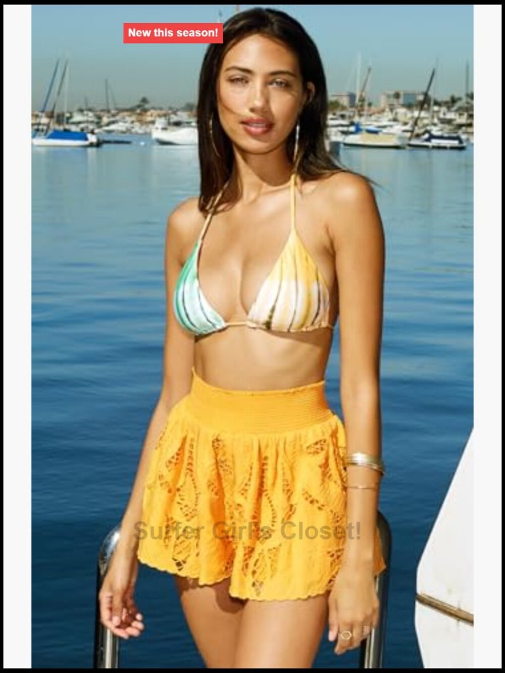 High Waisted Smocked Shorts, Viscose Beach Cover Up with Embroidery - Picture 4 of 5
